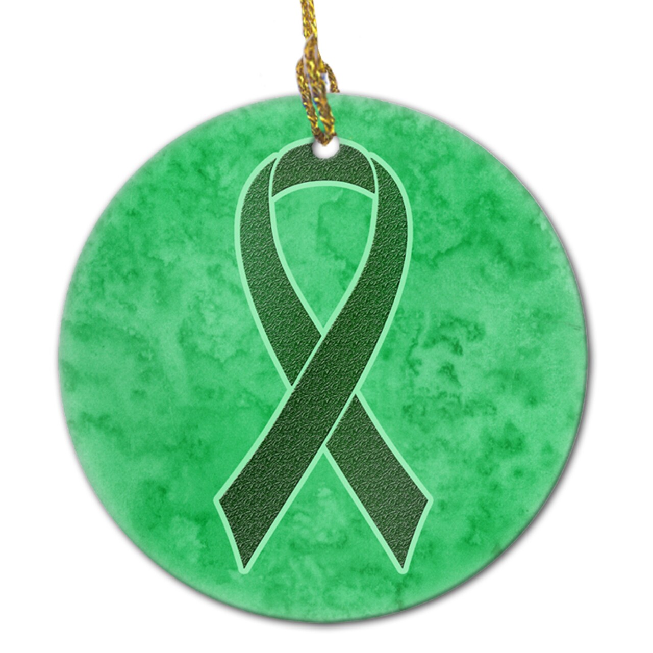 Emerald Green Ribbon for Liver Cancer Awareness Ceramic Ornament